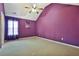 Spacious bedroom featuring carpeted flooring, a vaulted ceiling with a ceiling fan, and a sunlit window with sheer curtains at 159 Molly Way, Mcdonough, GA 30253