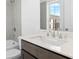 This bathroom features gray accent subway tile and granite countertops at 2832 Evanshire Ave # 112, Duluth, GA 30096