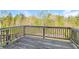 A raised wooden deck with a wooden railing overlooking the backyard at 4437 James Wade Dr, Snellville, GA 30039