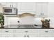 Modern kitchen features granite countertops, white cabinets, a stylish backsplash, and stainless steel appliances at 270 Morrow Rd, Newborn, GA 30056