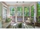 Relaxing screened porch with comfortable seating and peaceful views of the surrounding trees at 225 Ansley Close, Roswell, GA 30075