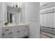 Bathroom featuring a vanity with sink and a shower with a striped curtain at 3570 W Hampton Nw Dr, Marietta, GA 30064