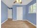 This cozy bedroom has newer floors, modern paint and trim and 2 closets for plenty of storage at 149 Roy Huie Rd, Riverdale, GA 30274