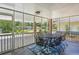 Screened-in patio has outdoor dining set and provides views of the lush backyard at 2419 Little John Se Trl, Marietta, GA 30067