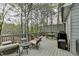 Outdoor deck with patio furniture and scenic views of surrounding trees at 3230 Riverhill Ct, Cumming, GA 30041