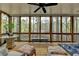 Spacious screened porch with comfortable seating and picturesque wooded scenery at 3230 Riverhill Ct, Cumming, GA 30041