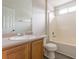 Bathroom with a single sink vanity and a tub and shower combo at 1080 Abington Ct, Douglasville, GA 30134