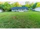 Spacious backyard featuring an expansive green lawn and a back door at 945 Navajo Trl, Covington, GA 30016