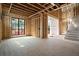 Unfinished living room with exposed wood framing, a large window, and staircase, offers customization potential at 1430 Oconee Ne Pass, Brookhaven, GA 30319