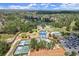 Aerial shot highlighting community amenities including tennis courts, a pool, a golf course, and a clubhouse at 383 Indian Hills Trl, Marietta, GA 30068