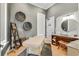 Bright spa room with massage table, a sink, and stylish decor at 200 River Vista Dr # 713, Atlanta, GA 30339