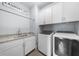 Functional laundry room with modern appliances, granite counters, and overhead cabinets at 332 Chaffin Rd, Roswell, GA 30075
