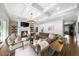 Cozy living room with fireplace, shiplap walls, and a view of the outdoor area at 332 Chaffin Rd, Roswell, GA 30075