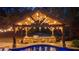 Covered pool cabana with a built-in bar and grill with string lights for nighttime ambiance at 332 Chaffin Rd, Roswell, GA 30075