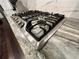Close up of granite countertops with stainless steel stove top at 11212 Snowy Owl Ln, Alpharetta, GA 30022