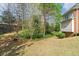 Landscaped backyard with mature trees, shrubs, and a well-maintained lawn at 3605 Grey Abbey Dr, Alpharetta, GA 30022