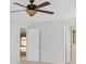Bedroom with ceiling fan, carpet and doors, including en suite bath access at 3605 Grey Abbey Dr, Alpharetta, GA 30022
