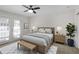 Bright bedroom with a ceiling fan, french doors, and a large window, creating a light and airy atmosphere at 1445 Monroe Ne Dr # C6, Atlanta, GA 30324