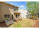 Cozy backyard featuring a patio with seating, surrounded by lush greenery and a well-maintained lawn at 114 Oakview Psge, Canton, GA 30114
