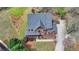 An aerial view of a large two-story home with a well-manicured yard and mature trees at 220 Carriage Station Dr, Lawrenceville, GA 30046