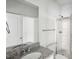 Bathroom featuring granite vanity, stainless steel faucet, and a walk-in shower at 795 Clark Lake Estates Dr, Grayson, GA 30017