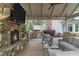 Covered outdoor patio features stone fireplace, outdoor kitchen and furniture at 2305 Whiting Bay Cts, Kennesaw, GA 30152