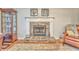 Close up of the stone fireplace in the living room at 825 Clarion Way, Lawrenceville, GA 30044