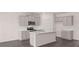 Modern kitchen boasts gray cabinets, stainless steel appliances, and a kitchen island with a sink at 1119 Blue Juniper Circle, Loganville, GA 30052