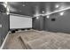 Home theater featuring tiered seating, a large projector screen, and stylish sconce lighting for immersive entertainment at 115 Mount Paran Rdg, Atlanta, GA 30327