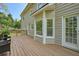 Back porch featuring wood deck, neutral exterior and seating, adjacent to the fenced-in backyard at 3130 Crestmont Nw Way, Kennesaw, GA 30152