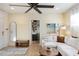 Stylish living room with a white sectional, ceiling fan, and hardwood floors at 70 Sheridan Ne Dr # 10, Atlanta, GA 30305
