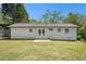 Backyard view showcases a brick home with a well-maintained lawn, creating an inviting outdoor space at 2804 Carolyn Se Dr, Smyrna, GA 30080