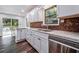 Bright kitchen featuring stainless steel appliances, mosaic backsplash, and access to outdoor deck at 2915 Creek Park Dr, Marietta, GA 30062