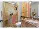 Clean, renovated bathroom with a walk-in shower, granite vanity top, and modern fixtures at 3085 Balearic Se Dr, Marietta, GA 30067
