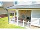 A cozy covered patio featuring an outdoor fireplace for relaxation and entertainment at 715 Laura Jean Court, Buford, GA 30518