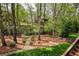 Scenic backyard featuring mature trees, landscaping, and black fencing for privacy at 325 N Saint Phillip Ln, Alpharetta, GA 30022