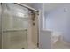 Bathroom featuring a walk-in shower with glass door and built-in tub at 2470 Cordillo Dr, Dacula, GA 30019