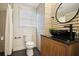 Bathroom with black and white striped wallpaper and bowl sink at 78 Beverly Ne Rd, Atlanta, GA 30309