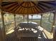 Interior view of the wooden gazebo showing the seating and roof at 144 Morning Creek Rd, Jonesboro, GA 30238