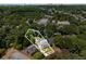 Stunning aerial view showcases property's landscaping with mature trees and convenient proximity to city amenities at 542 Orme Ne Cir, Atlanta, GA 30306