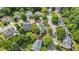 Aerial shot of an upscale home, mature trees, and well-manicured lawns in residential area at 295 Sagamore Nw Cv, Sugar Hill, GA 30518