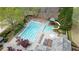 Aerial view of community pool and amenities for residents to enjoy swimming, and relaxation at 295 Sagamore Nw Cv, Sugar Hill, GA 30518