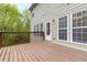 This home features a nice deck with wood flooring and railing, ideal for outdoor enjoyment at 7415 Marina Cv, Stone Mountain, GA 30087