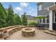 Inviting patio with a stone fire pit and sitting area, perfect for outdoor relaxation at 1456 Hedgewood Nw Ln, Kennesaw, GA 30152