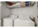 Laundry area featuring a side-by-side washer and dryer with shelving above at 28315 Plantation Ne Dr, Atlanta, GA 30324