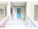 Close-up of a bright blue front door with sidelights and white trim, creating a cheerful entrance at 1206 Park Place Dr, Jonesboro, GA 30236