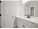 This bathroom features a modern vanity with drawers, cabinets, and a white countertop with a faucet at 3244 Lions Ruby Ln, Atlanta, GA 30349