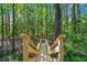 Wooden bridge leads through the trees in this private backyard setting at 3300 Old Mill Ct, Decatur, GA 30033