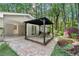 Backyard patio with pergola, brick flooring, and lush landscaping at 3300 Old Mill Ct, Decatur, GA 30033