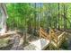 Scenic backyard featuring lush landscaping, a wooden bridge, and a peaceful, natural setting at 3300 Old Mill Ct, Decatur, GA 30033
